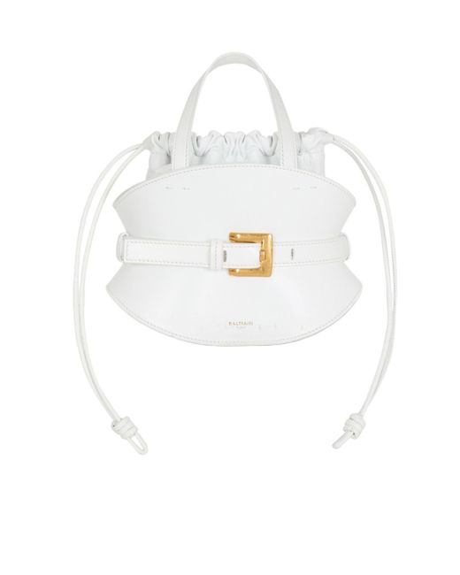 Balmain White Shuffle Drawstring Mini Bag