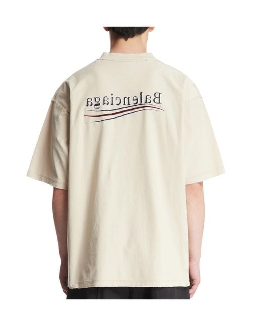 Balenciaga White Logo Printed Crewneck T-Shirt for men