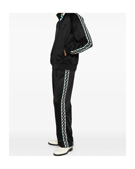 Drole de Monsieur Black Side-Stripe Track Pants for men