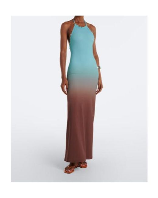 Christopher Esber Purple Beach Quartz Halter Embellished Maxi Dress