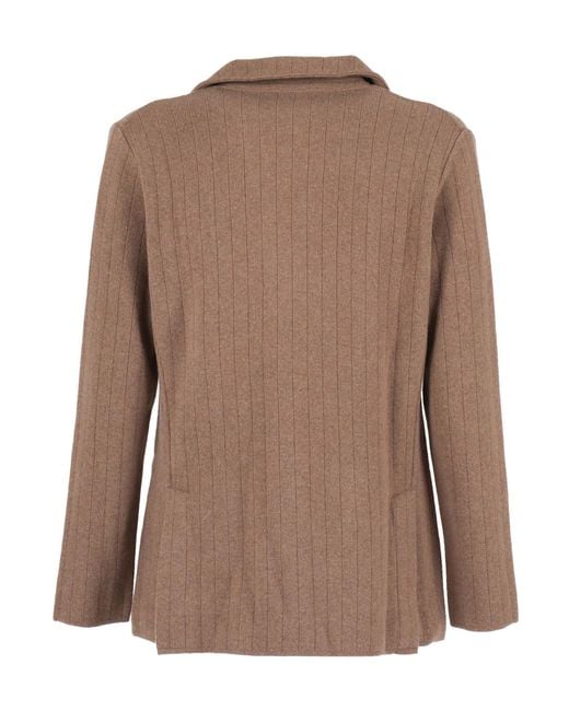 Lardini Brown Ribbed Single Breasted Buttoned Blazer for men