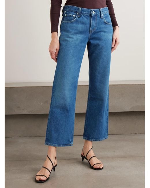 Citizens of Humanity Blue Faye Cropped Mid-Rise Straight-Leg Jeans
