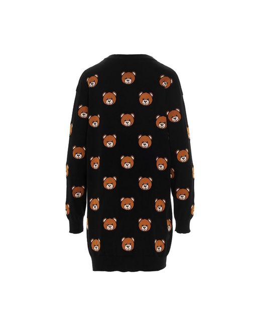Moschino Black Teddy Bear Pattern Knit Dress