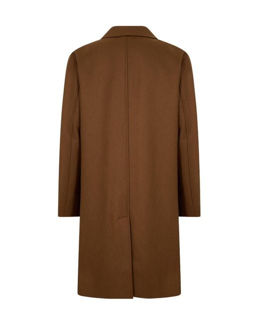 Boss Brown Camel Single-Breasted Long Coat for men