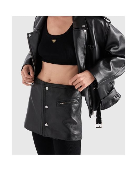 Prada Black Leather Mini Skirt