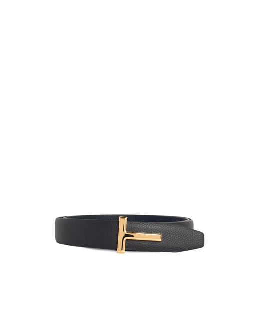 Tom Ford White T Plaque Belt for men
