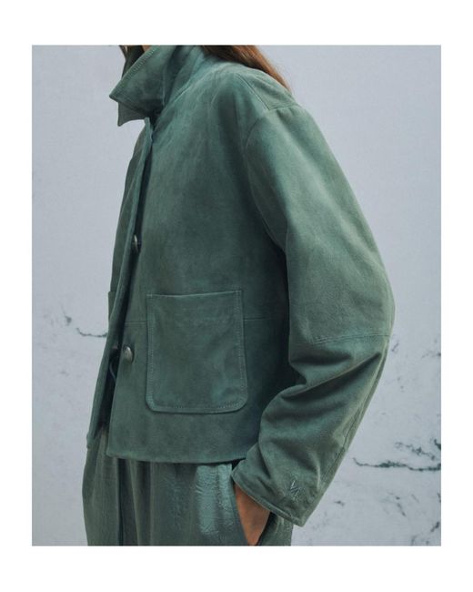 Marella Green Suede Boxy Jacket