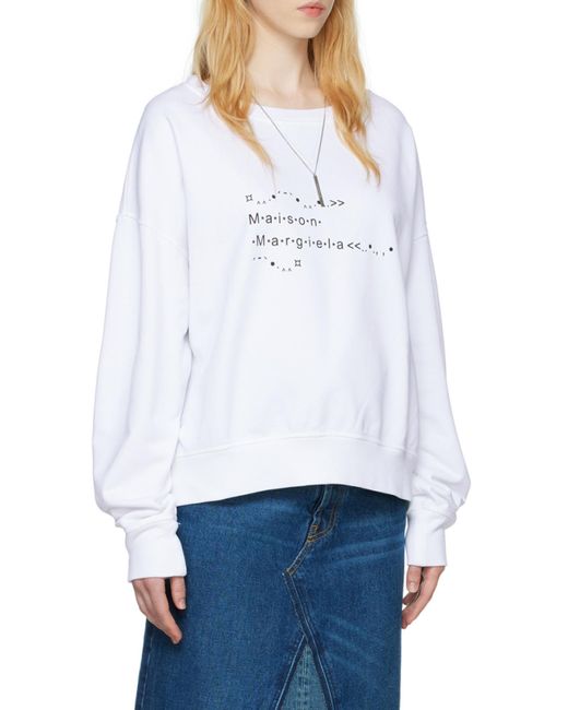 Maison Margiela White Logo Printed Crewneck Sweatshirt
