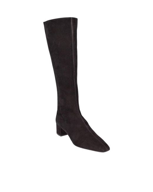 Aquazzura Black Square-Toe Knee High Boots