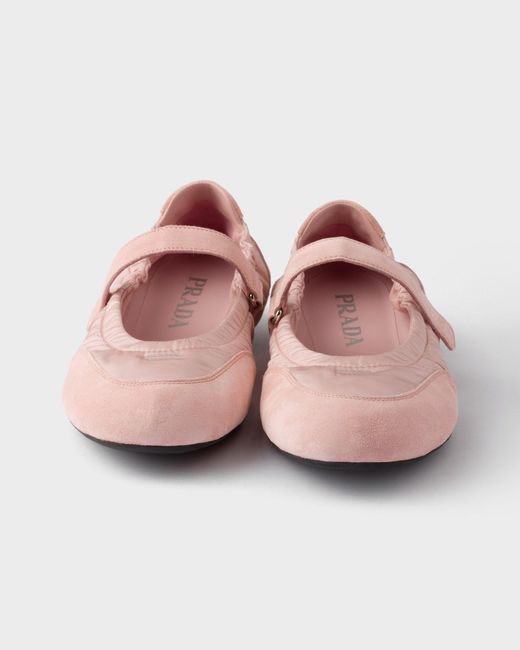 Prada Pink Round-Toe Mary Jane Ballerinas