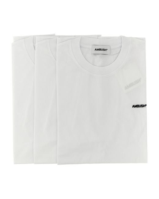 Ambush White Logo Printed Three Pack T-Shirt for men