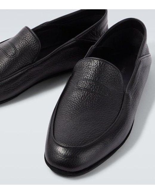 John Lobb Black Tyne Leather Loafers for men