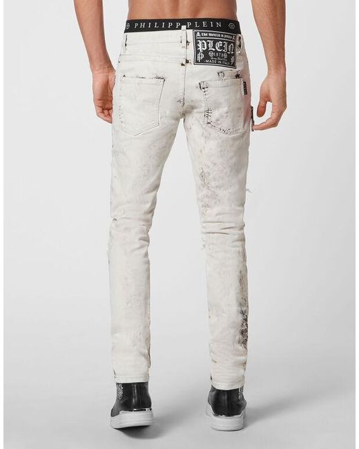 Philipp Plein Gray Denim Trousers Rock Star Fit for men