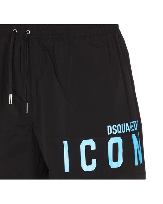DSquared² Black Logo-Print Mini Shorts for men