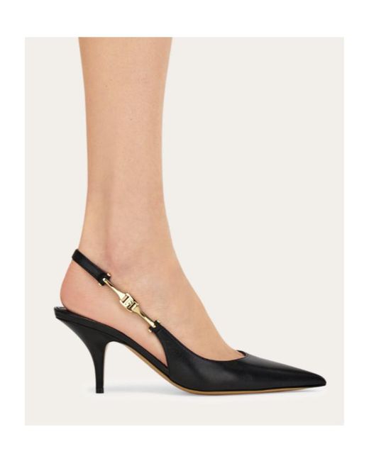 Ferragamo Metallic F Buckle Slingback Pump