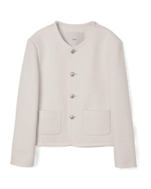 DUNST White Crew Neck Pocket Jacket for men