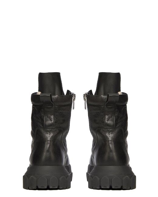 Rick Owens Black Lace-Up Combat Boots for men
