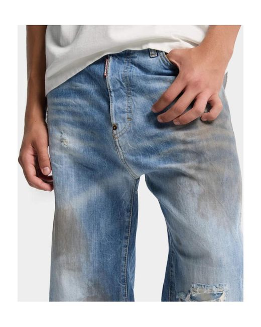 DSquared² Blue Light Dirty Wash Loose Twist Jeans for men
