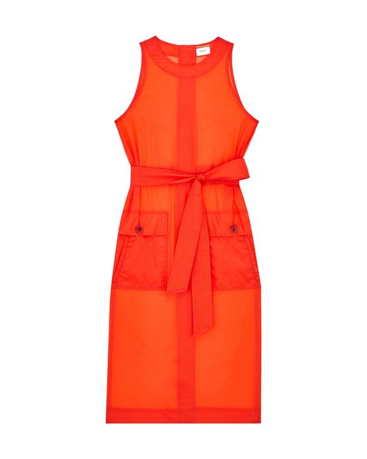 Saint Laurent Orange Button-Back Crewneck Dress