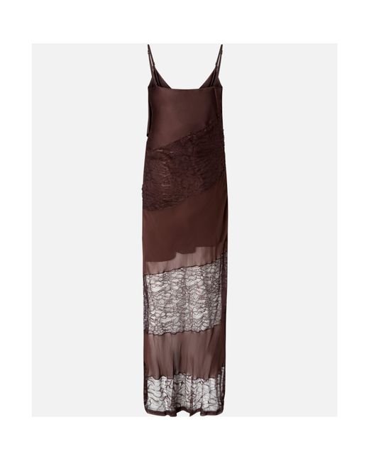 Pinko Brown Ibis Sacro Lace-Panelled Maxi Dress