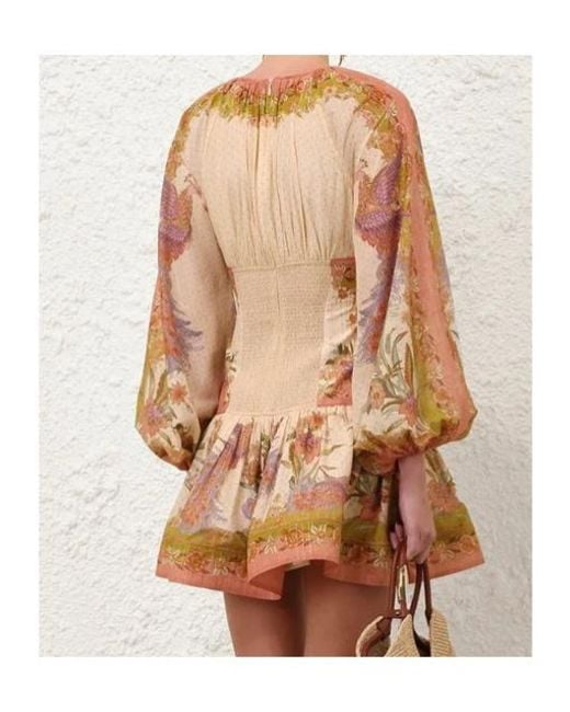 Zimmermann Brown Indra Ruffled Short Dress