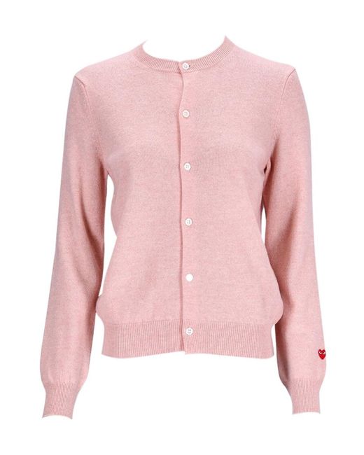 Comme des Garçons Pink Comme Des Garçons Play Heart Patch Buttoned Cardigan