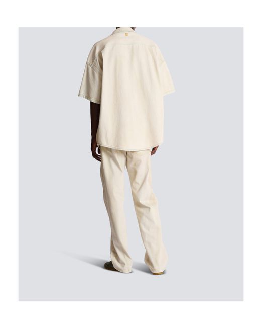 Balmain White Faded Denim Overshirt for men