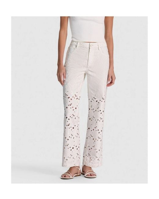 Alice + Olivia Gray Chic Laser-Cut Straight-Leg Jeans