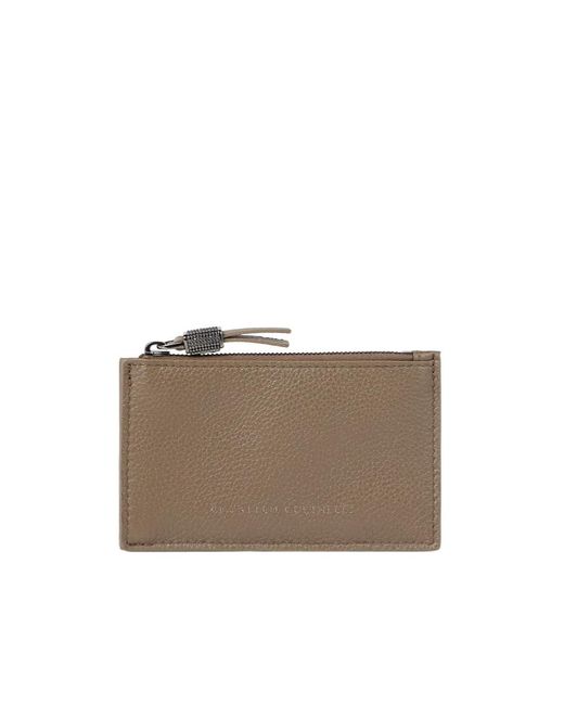 Brunello Cucinelli Brown Zipper Card Holder