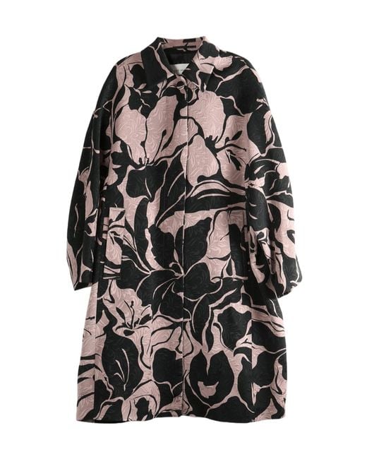 Dries Van Noten Black Large Couture Floral Printed Roolsy Coat