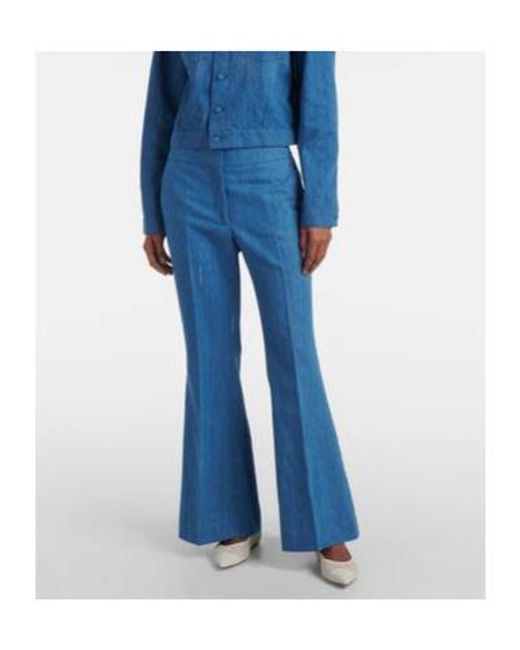 Gabriela Hearst Blue Marsh Cotton And Linen Flared Pants