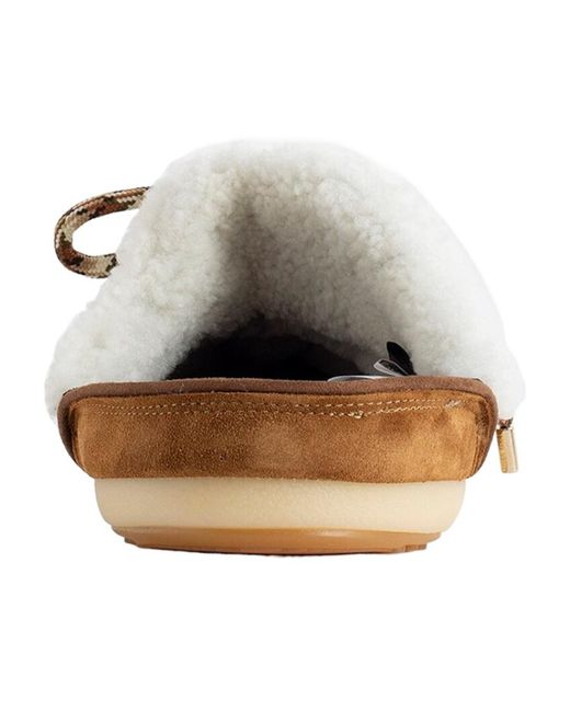 Moon Boot Brown Round Toe Slip-On Slippers