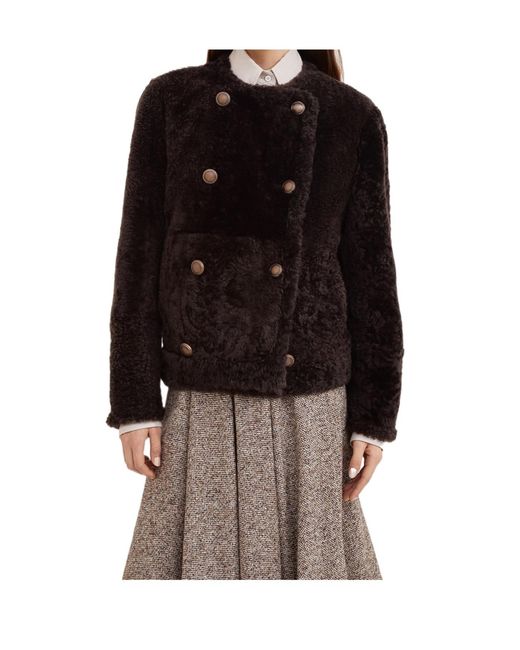 Brunello Cucinelli Brown Double-Breasted Long Sleeved Jacket