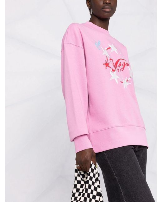MSGM Pink Logo-Print Sweatshirt