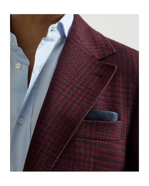 Brunello Cucinelli Blue Silk Chevron Pocket Square for men