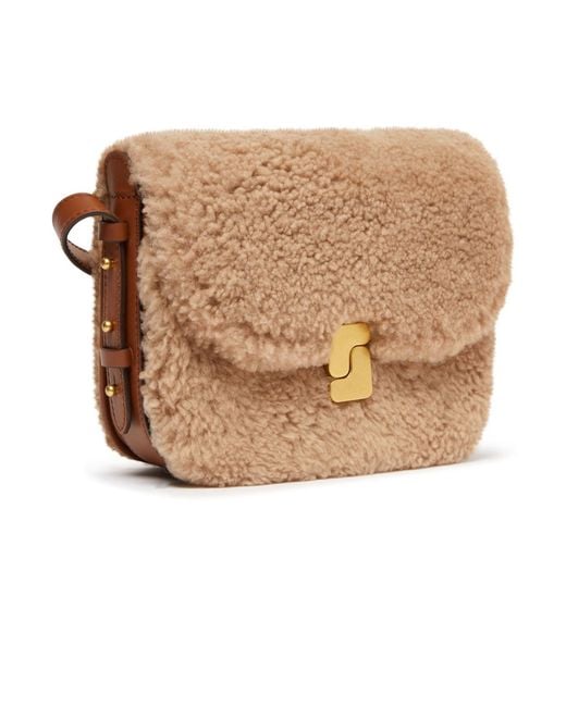 Soeur Brown Flap Shoulder Bag