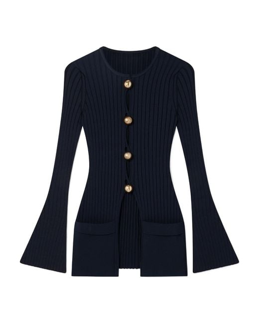 Stella McCartney Blue Ribbed Long Sleeve Cardigan