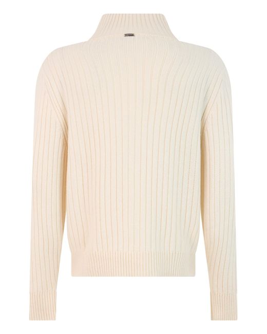 Herno Natural Ribbed Zip-Up Knit Top for men