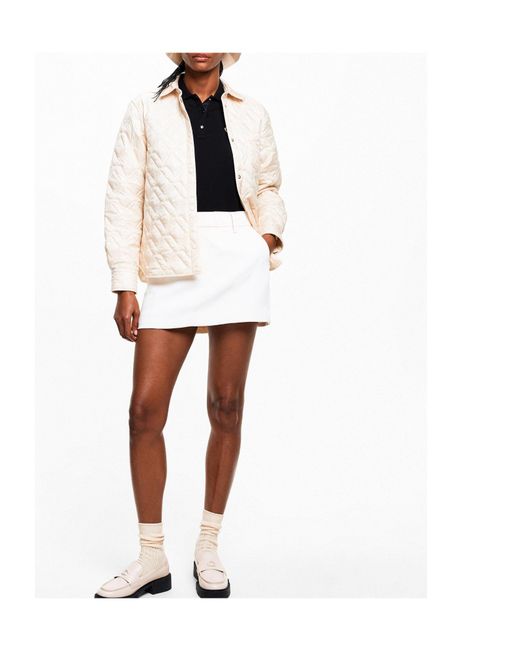 Moncler White Quilted Check Shirt Down Jacket