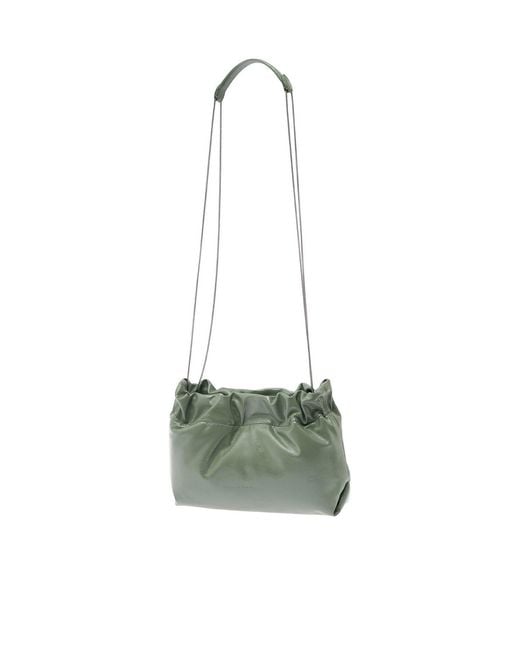 Brunello Cucinelli Green Logo-Printed Chain-Linked Shoulder Bag
