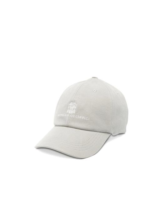 Brunello Cucinelli White Logo-Embroidered Baseball Hat for men