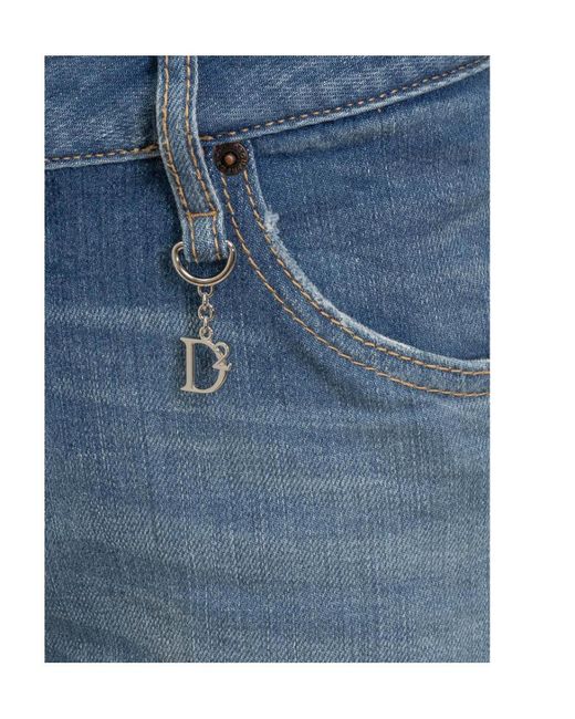 DSquared² Blue Tapered Leg Distressed Jeans