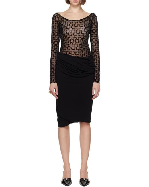 Givenchy Black Monogram Tulle Draped Dress