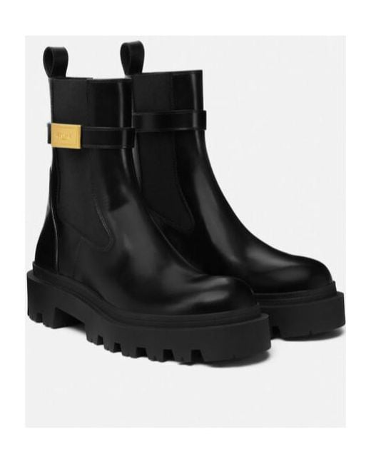 Versace Black Slip-On Ankle Boots