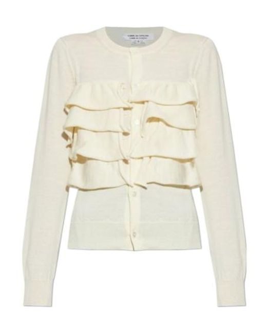 Comme des Garçons White Ruffled Cardigan