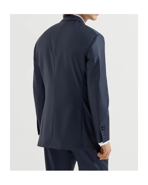 Brunello Cucinelli Blue Long-Sleeved Suit Jacket for men
