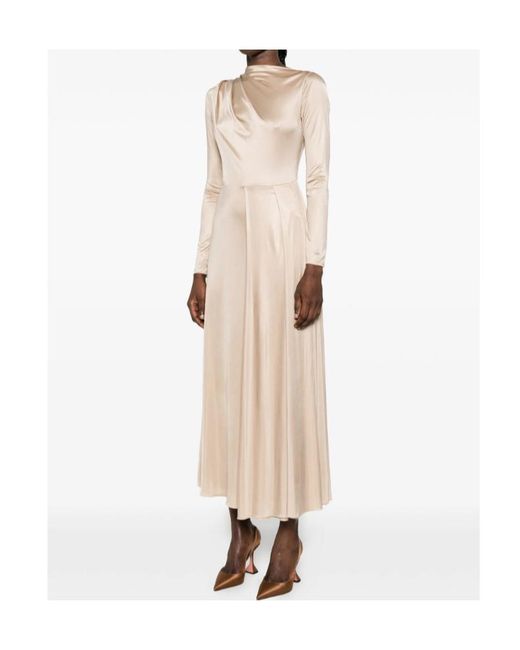 Fabiana Filippi Natural Draped Belted Midi Dress