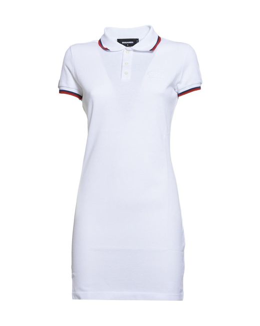 DSquared² White Logo Patch Polo Dress