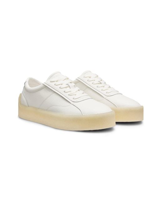 Boss White Textured Sneakers for men