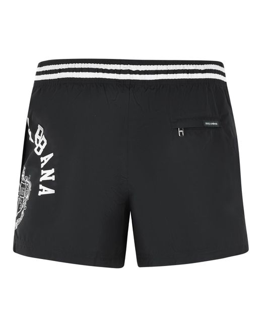 Dolce & Gabbana Black Logo Printed Swim Shorts for men